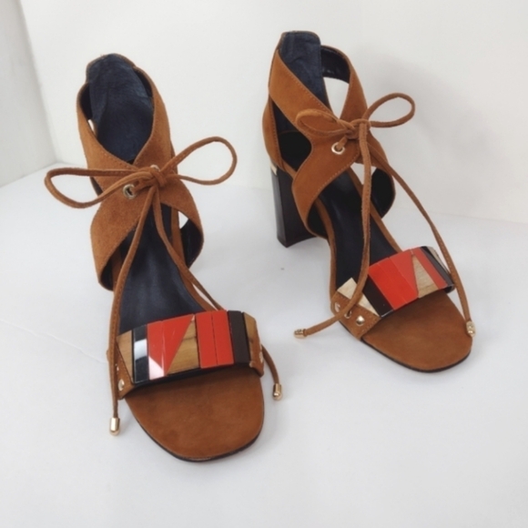 M4D3 camel Browne lace up heels - Picture 1 of 13
